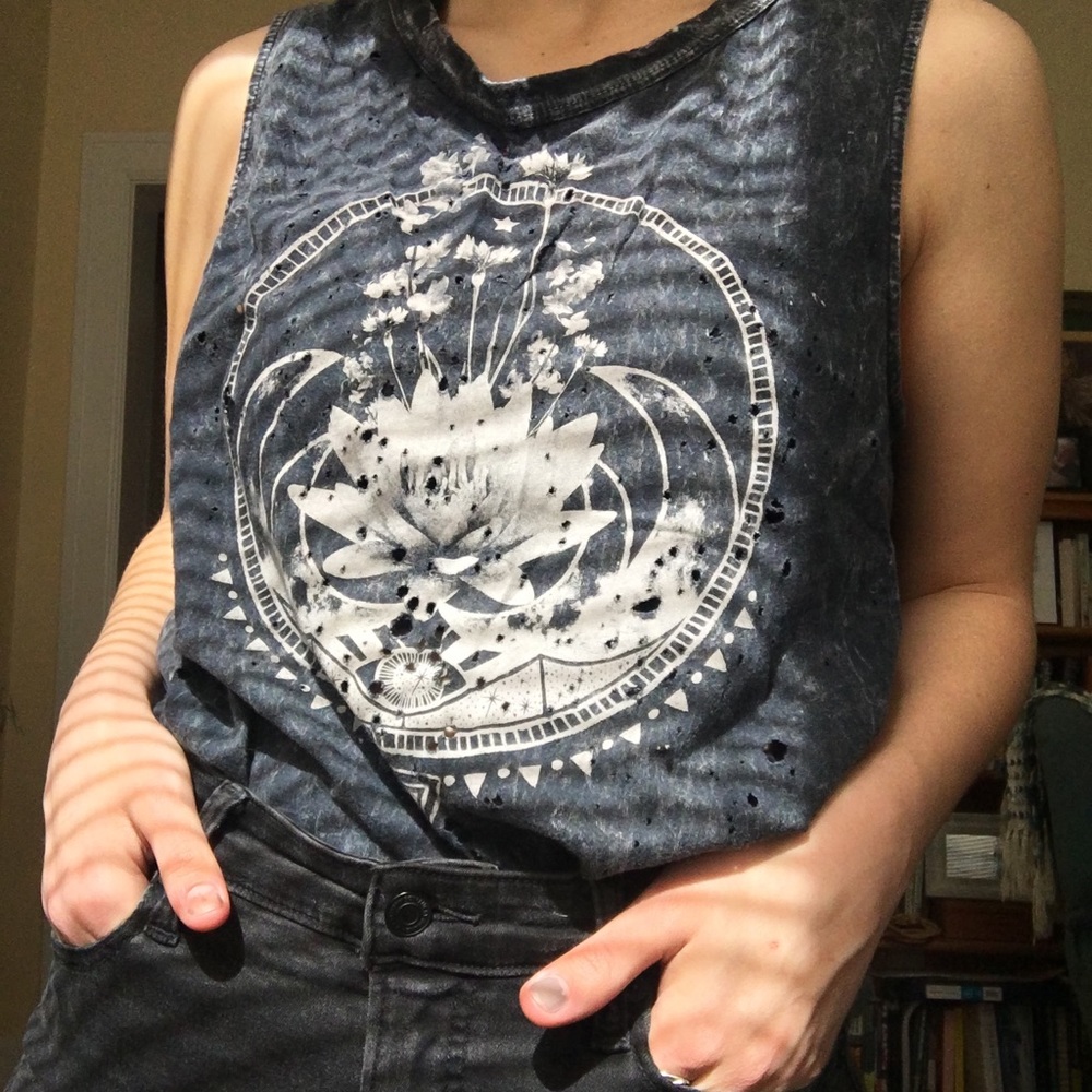 Distressed Lotus Tank Top